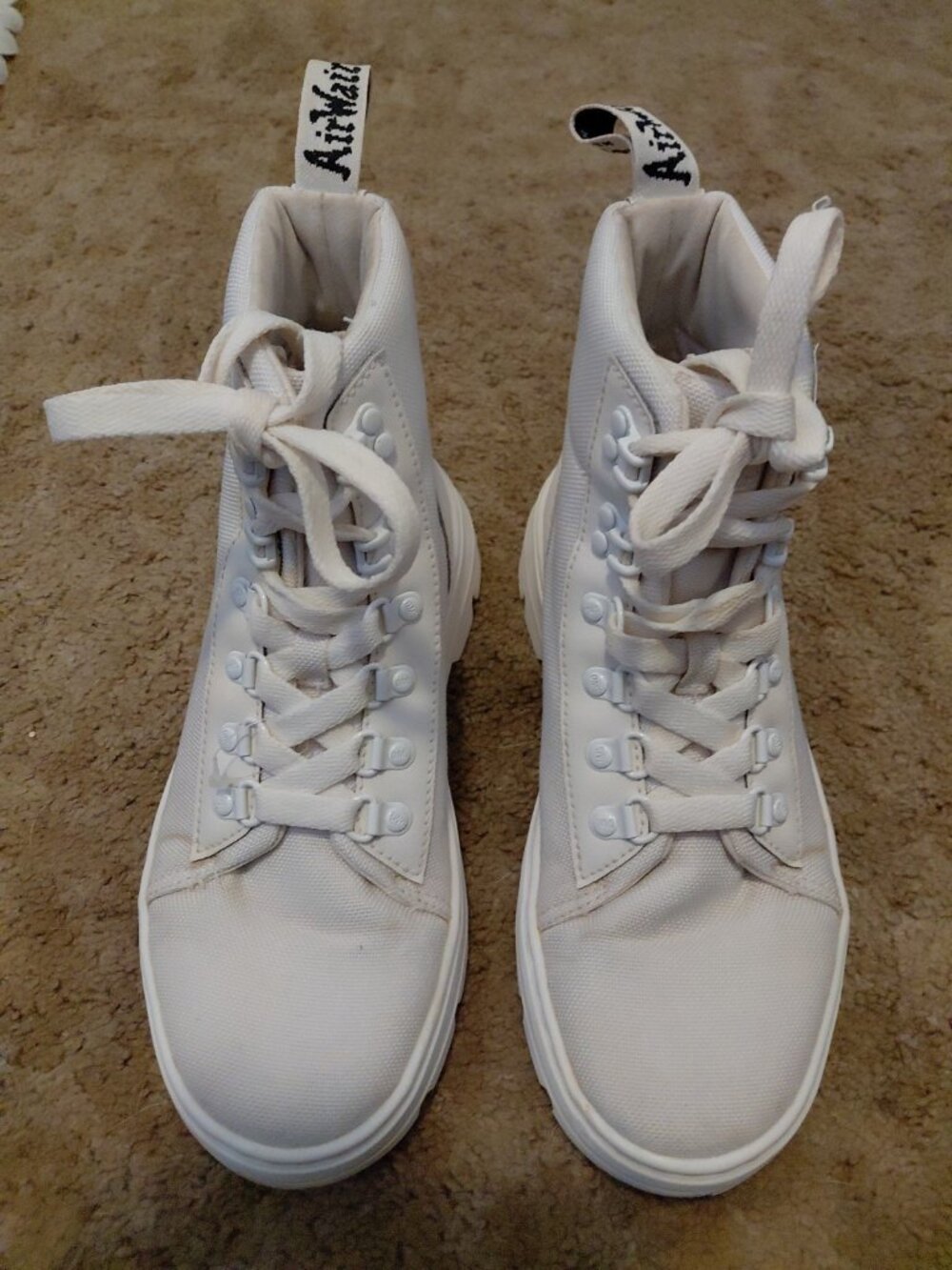Dr. Martens Combs Tech AW004 White Lace Up Utility Combat Boots Womens Size US 7